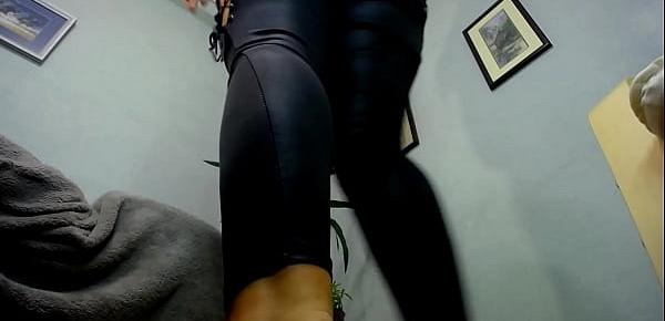  Sexy miss dance and tease in latex pants